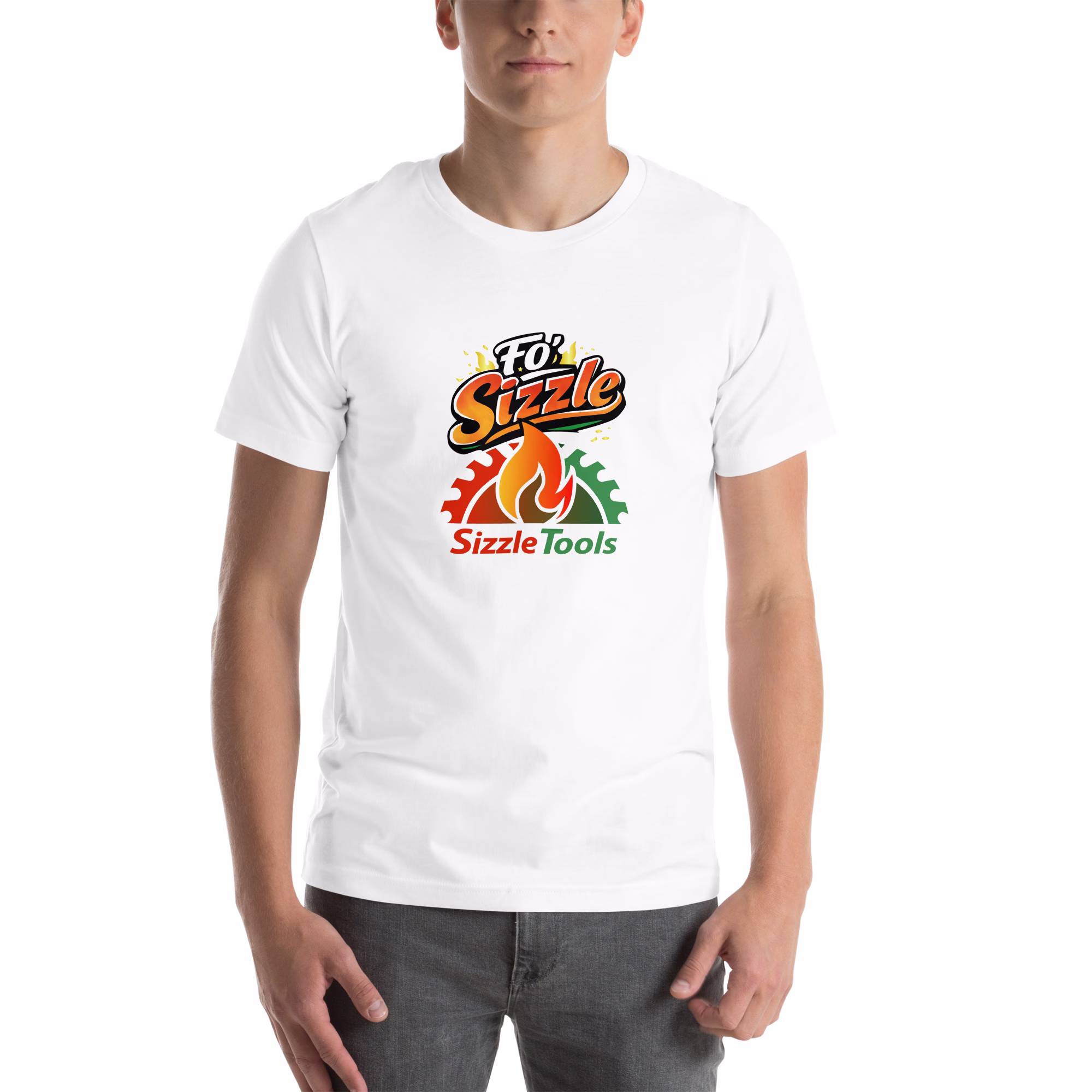 unisex-staple-t-shirt-white-front-69b64017ad94d.jpg SizzleTools Fo' Sizzle Logo T-Shirt